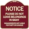Signmission Do Not Leave Belongings in Sight Management Is Not Liable for Theft or Damage, A-DES-BU-1818-23529 A-DES-BU-1818-23529 - alternate 1